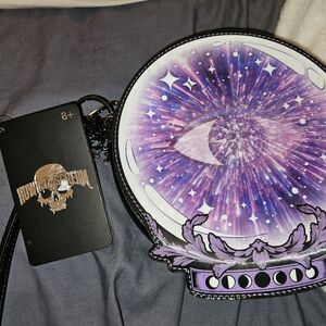 Loungefly Black and Purple Celestial Crossbody Bag